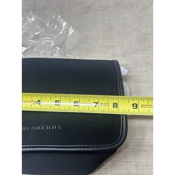 Burberry Wristlet Clutch Soft Toiletry Zip Bag Pouch Black Logo Medium Unisex - Picture 5 of 6